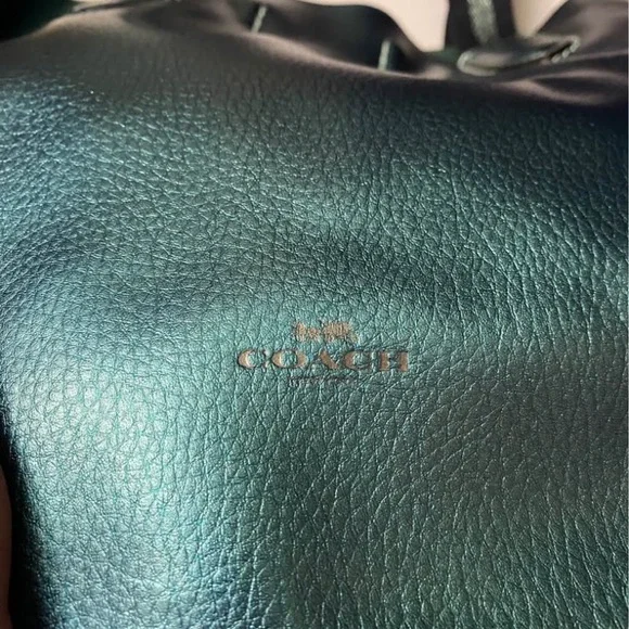 Coach Metallic Teal Derby Tote Bag - Picture 2 of 4